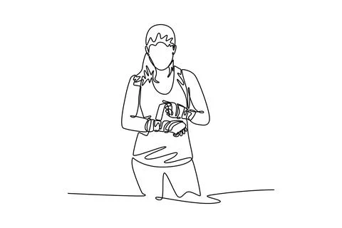 Female boxer ready to exercise with her hands covered in boxing wraps Stock Illustration