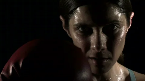 Female boxer slow motion - HD Stock Footage