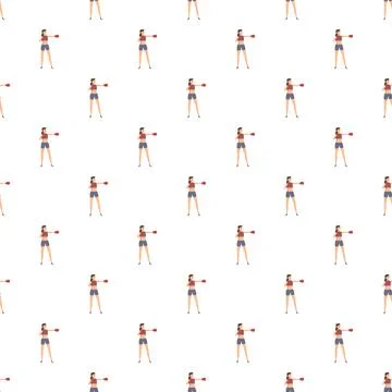 Female boxer training seamless pattern for fitness Stock Illustration