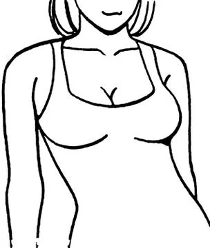 Female breast drawing tutorial. Drawing a woman's body with an emphasis on br Stock Illustration