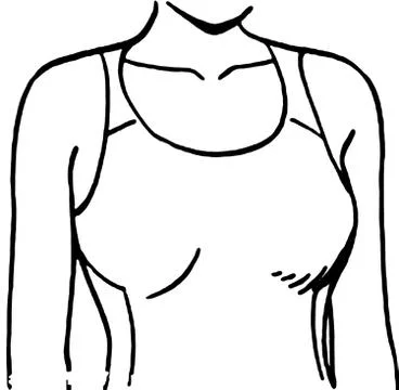 Female breast drawing tutorial. Drawing a woman's body with an emphasis on br Illustrazione stock