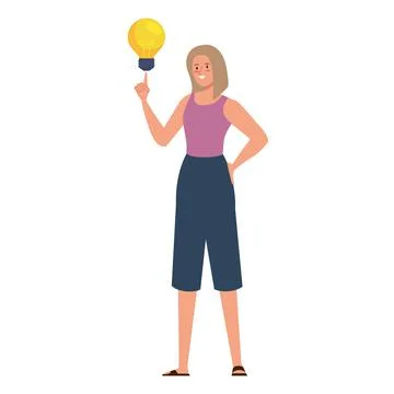 Female with bright idea Stock Illustration