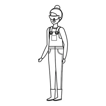 Female builder constructor with goggles イラスト素材