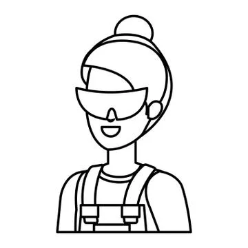 Female builder constructor with goggles イラスト素材
