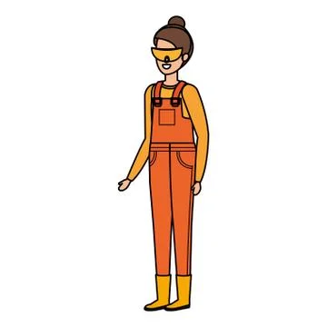 Female builder constructor with goggles Illustrazione stock