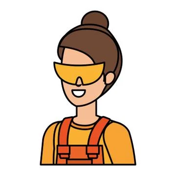 Female builder constructor with goggles Illustrazione stock