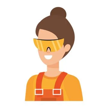 Female builder constructor with goggles Illustrazione stock