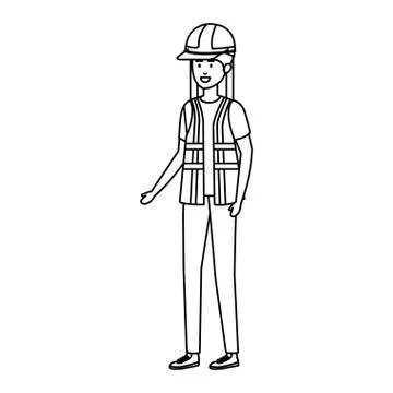 Female builder constructor with helmet Illustrazione stock