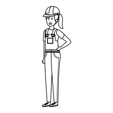 Female builder constructor with helmet Illustrazione stock