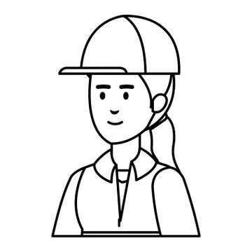 Female builder constructor with helmet Illustrazione stock