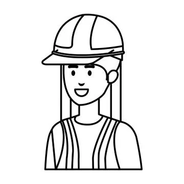 Female builder constructor with helmet Illustrazione stock