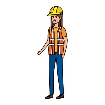 Female builder constructor with helmet Illustrazione stock