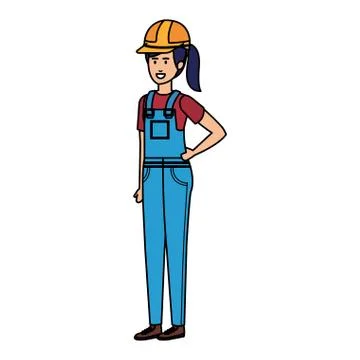 Female builder constructor with helmet Illustrazione stock