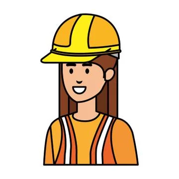 Female builder constructor with helmet Illustrazione stock