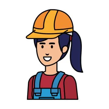 Female builder constructor with helmet Illustrazione stock