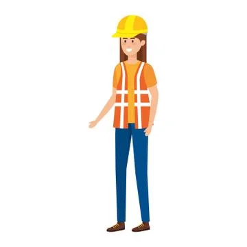 Female builder constructor with helmet Illustrazione stock