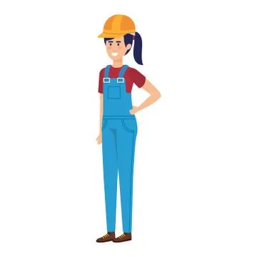 Female builder constructor with helmet イラスト素材