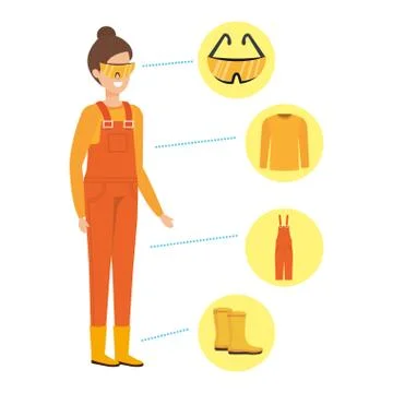 Female builder constructor with security equipment Stock Illustration