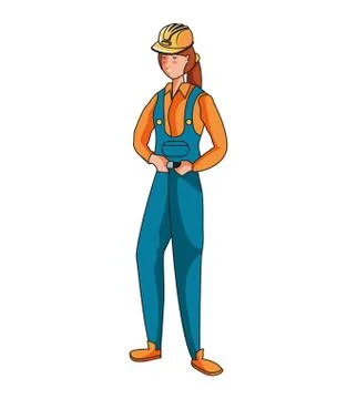 Female builder worker avatar character Stock Illustration
