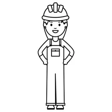 Female builder worker with helmet Stock Illustration