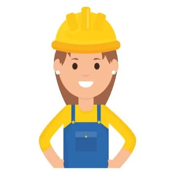 Female builder worker with helmet Stock Illustration