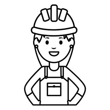 Female builder worker with helmet Stock Illustration