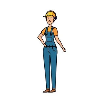 Female builder worker with helmet Stock Illustration