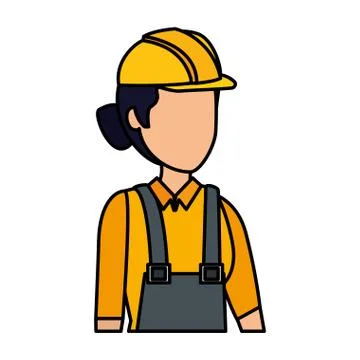 Female builder worker with helmet Stock Illustration
