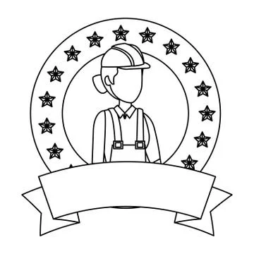 Female builder worker with helmet Stock Illustration