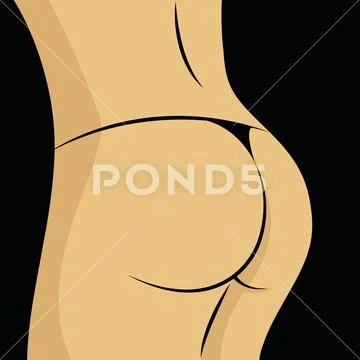 Female butt black sexy underwear Stock Illustration