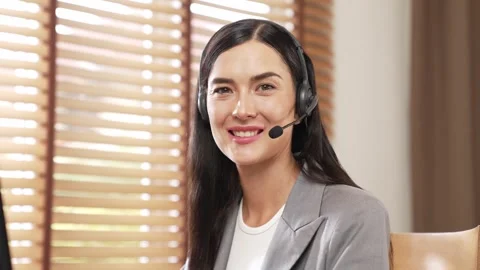 Female call center operator or customer service helpdesk staff. Blithe Stock Footage 256291393