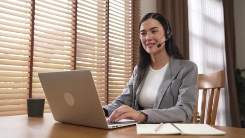 Female call center operator or customer service helpdesk staff. Blithe Stock Footage 260626038
