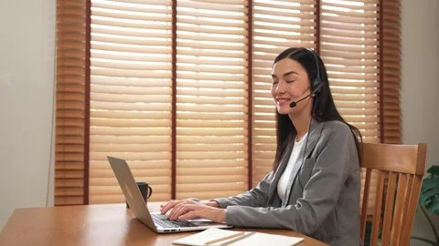 Female call center operator or customer service helpdesk staff. Blithe Stock Footage 263201214