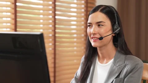 Female call center operator or customer service helpdesk staff. Blithe Stock Footage 263208208