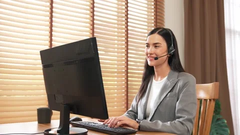 Female call center operator or customer service helpdesk staff. Blithe Video stock 267169552