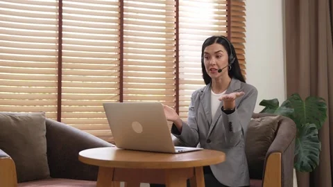 Female call center operator or customer service helpdesk staff. Blithe Stock Footage 268548797