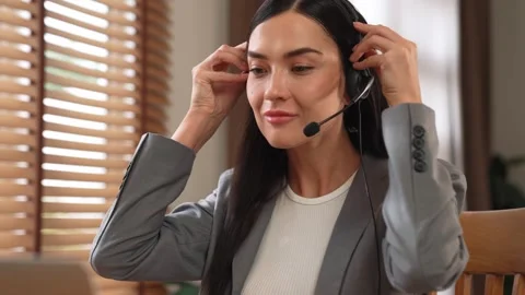 Female call center operator or customer service helpdesk staff. Blithe Video stock 270356876