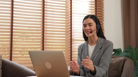 Female call center operator or customer service helpdesk staff. Blithe Stock Footage 270701603