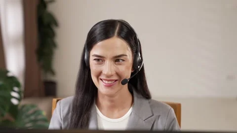 Female call center operator or customer service helpdesk staff. Blithe Stock Footage 273668711