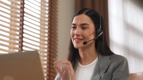 Female call center operator or customer service helpdesk staff. Blithe Stock Footage 274101256