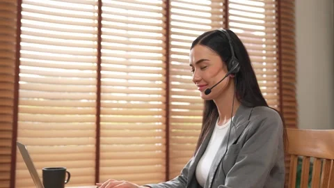 Female call center operator or customer service helpdesk staff. Blithe Stock Footage 274251772