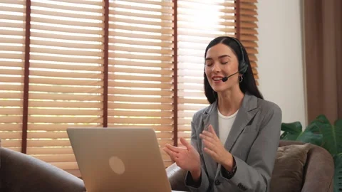 Female call center operator or customer service helpdesk staff. Blithe Stock Footage 274252092