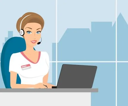 Female call centre operator Illustrazione stock