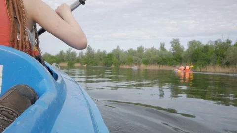 Female on canoe Stock Footage 91974461