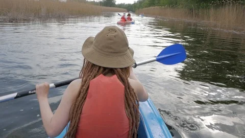 Female on canoe Stock Footage 91974463