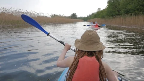 Female on canoe Stock Footage 91974464
