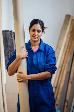 Female Carpenter At Work Fotos Stock