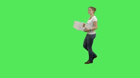 Female carrying box Stock Footage 8953813