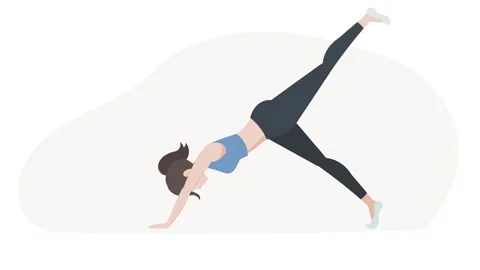 Female cartoon character doing exercise. Fitness and workout Stock Footage 276842854
