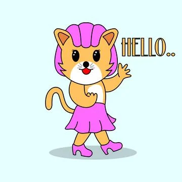 Female Cat ilustration Vector Stock Illustration